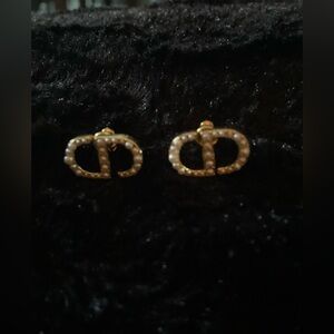 Gold with Pearl Inset PiercedEarrings